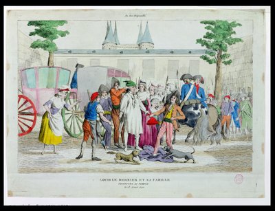 Louis XVI (1754-93) et sa famille emmenés au Temple, 13 août 1792 - French School